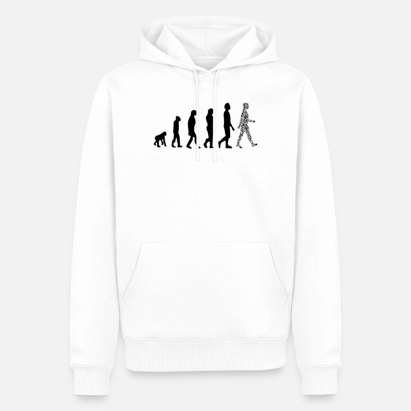Evolution QR Code - Humor Gesundheits-Pass - Männer Premium Bio Hoodie - Weiß