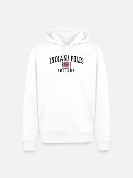Indy Pride Flaggenlook Indiana - Männer Premium Bio Hoodie - Weiß