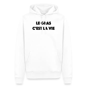 le gras c est la vie - Sweat à capuche Premium bio Homme - blanc - Devant - Nico (187cm)
