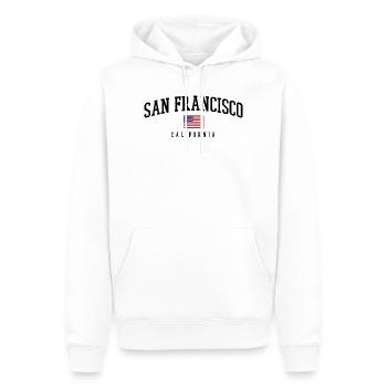 San Francisco États-Unis - Sweat à capuche Premium bio Homme - blanc - Devant - Nico (187cm)