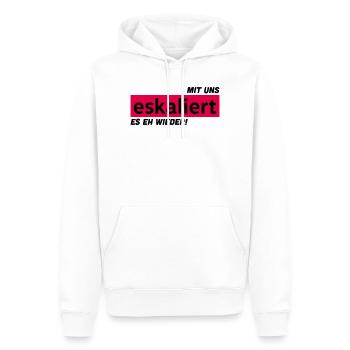 Mit uns eskaliert es eh wieder! - Männer Premium Bio Hoodie - Weiß - Vorne - Nico (187cm)