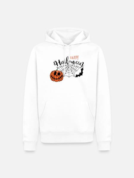 Halloween Kürbis mit Spinnennetz - Männer Premium Bio Hoodie - Weiß