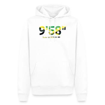 9,58" - Bolt the fastest man - Sweat à capuche Premium bio Homme - blanc - Devant - Nico (187cm)