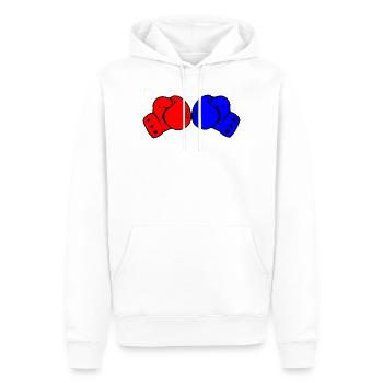 Zwei Boxhandschuhe rot und blau - Männer Premium Bio Hoodie - Weiß - Vorne - Nico (187cm)