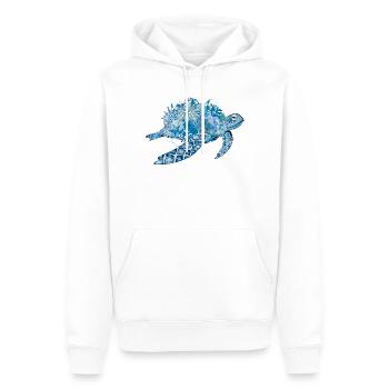 tortue bleue imaginative avec des coraux - Sweat à capuche Premium bio Homme - blanc - Devant - Nico (187cm)