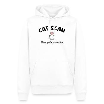 CAT SCAN Manipulatrice radio Chat Radiologie - Sweat à capuche Premium bio Homme - blanc - Devant - Nico (187cm)