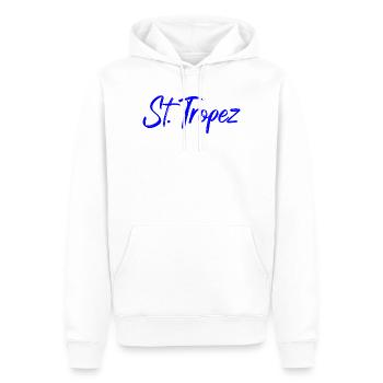 St Tropez Küstenflair Blau Script - Männer Premium Bio Hoodie - Weiß - Vorne - Nico (187cm)