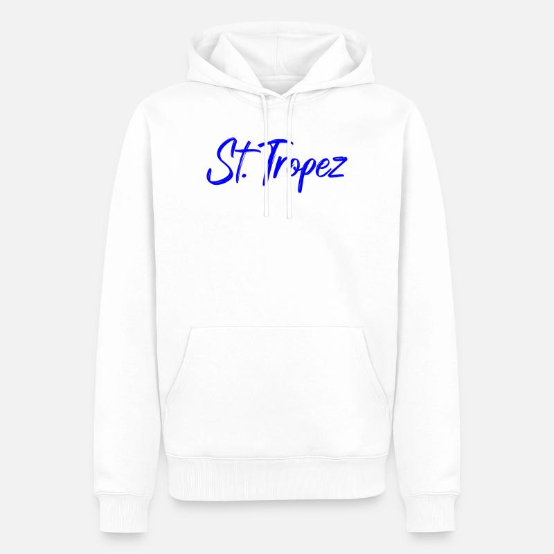 St Tropez Küstenflair Blau Script - Männer Premium Bio Hoodie - Weiß