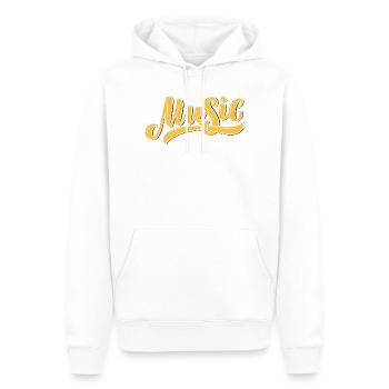 Illustratives Musik-Design mit warmen Tönen - Männer Premium Bio Hoodie - Weiß - Vorne - Nico (187cm)