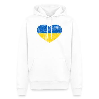 Ukraine Flag Flag Grunge Retro Heart - Men’s Premium Organic Hoodie - white - Front - Nico (187cm)