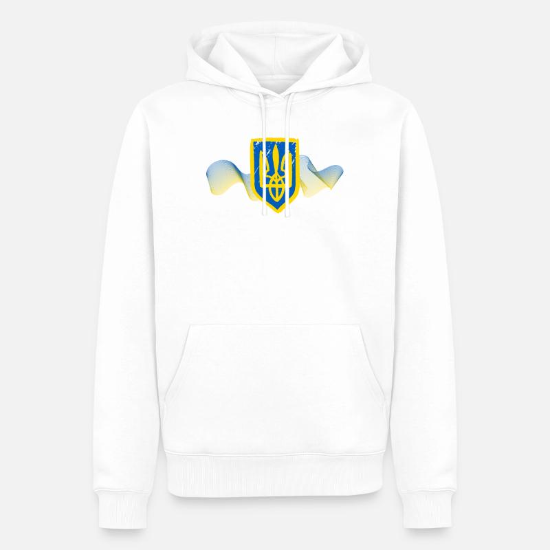 Conception de l’emblème du trident ukrainien - Sweat à capuche Premium bio Homme - blanc