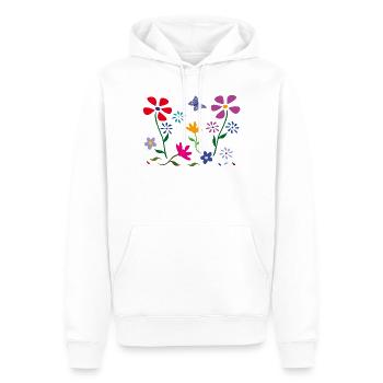 Prairie fleurie, jardin, papillon - Sweat à capuche Premium bio Homme - blanc - Devant - Nico (187cm)
