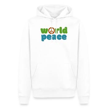 Weltfrieden - Farbe - Männer Premium Bio Hoodie - Weiß - Vorne - Nico (187cm)
