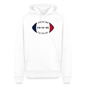 J peux pas j ai rugby - Sweat à capuche Premium bio Homme - blanc - Devant - Nico (187cm)