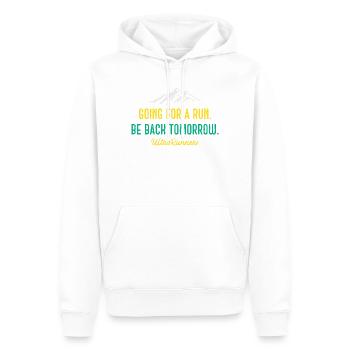 Aller courir. Soyez de retour demain. Ultra Runners - Sweat à capuche Premium bio Homme - blanc - Devant - Nico (187cm)