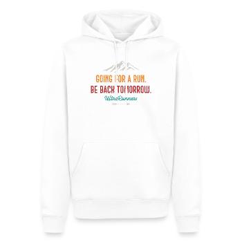 Laufen gehen. Komm morgen wieder. Ultraläufer - Männer Premium Bio Hoodie - Weiß - Vorne - Nico (187cm)