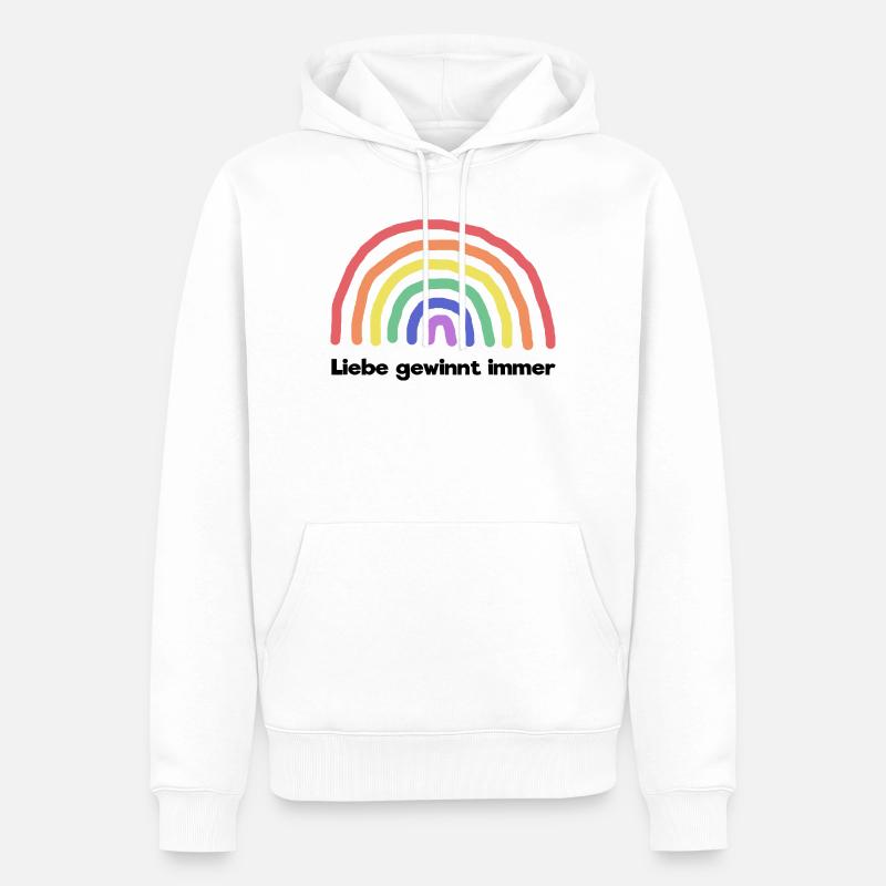 Regenbogen Liebe Statement Freiheit Frieden - Männer Premium Bio Hoodie - Weiß