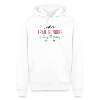 Trailrunning ist meine Therapie - Männer Premium Bio Hoodie - Weiß - Vorne - Nico (187cm)