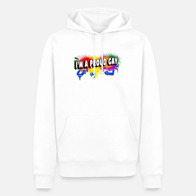 Ich bin ein stolzer Schwuler - Männer Premium Bio Hoodie - Weiß