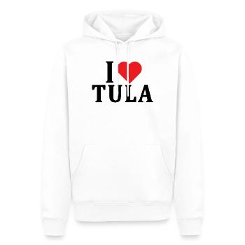 T-shirt J’adore Tula t-shirt Sardaigne idée cadeau - Sweat à capuche Premium bio Homme - blanc - Devant - Nico (187cm)