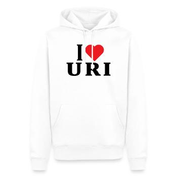 T-shirt J’adore Uri t-shirt Sardaigne idée cadeau - Sweat à capuche Premium bio Homme - blanc - Devant - Nico (187cm)