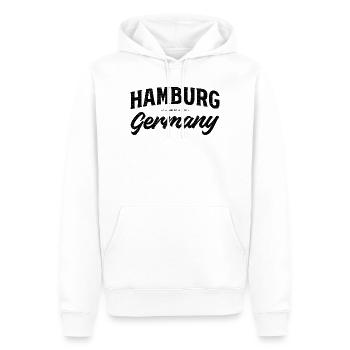Hamburg Germany – Koordinaten Design - Männer Premium Bio Hoodie - Weiß - Vorne - Nico (187cm)
