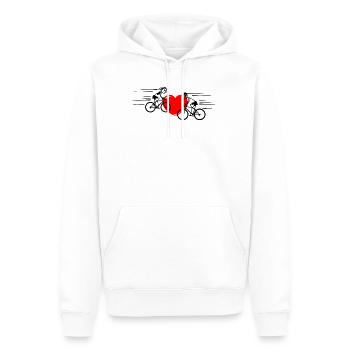 Zwei Radfahrer mit Herz in der Mitte - Männer Premium Bio Hoodie - Weiß - Vorne - Nico (187cm)