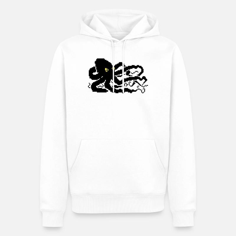 Pieuvre pixel 8 bits - Sweat à capuche Premium bio Homme - blanc