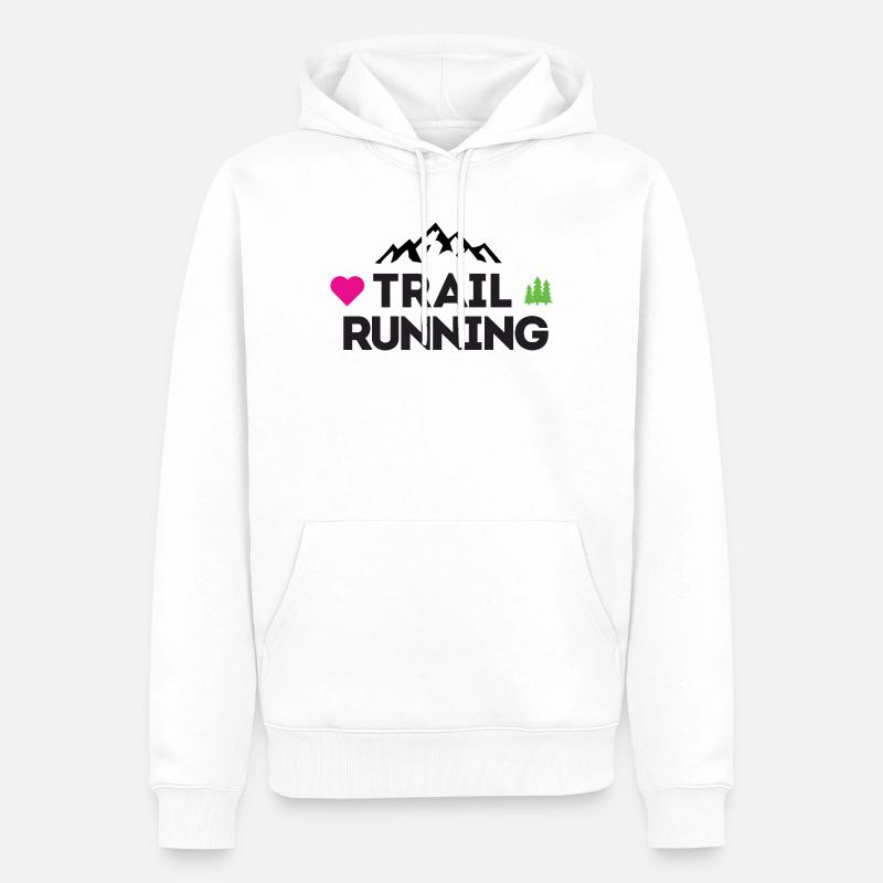 J’adore le Trail Running - Sweat à capuche Premium bio Homme - blanc