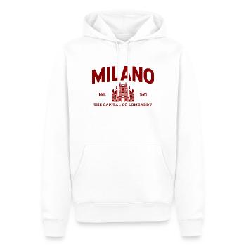 Milano Est. 1861 Cathedral Logo - Männer Premium Bio Hoodie - Weiß - Vorne - Nico (187cm)