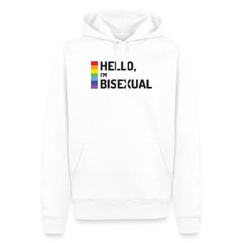 Hallo, ich bin bisexuell - Männer Premium Bio Hoodie - Weiß - Vorne - Nico (187cm)