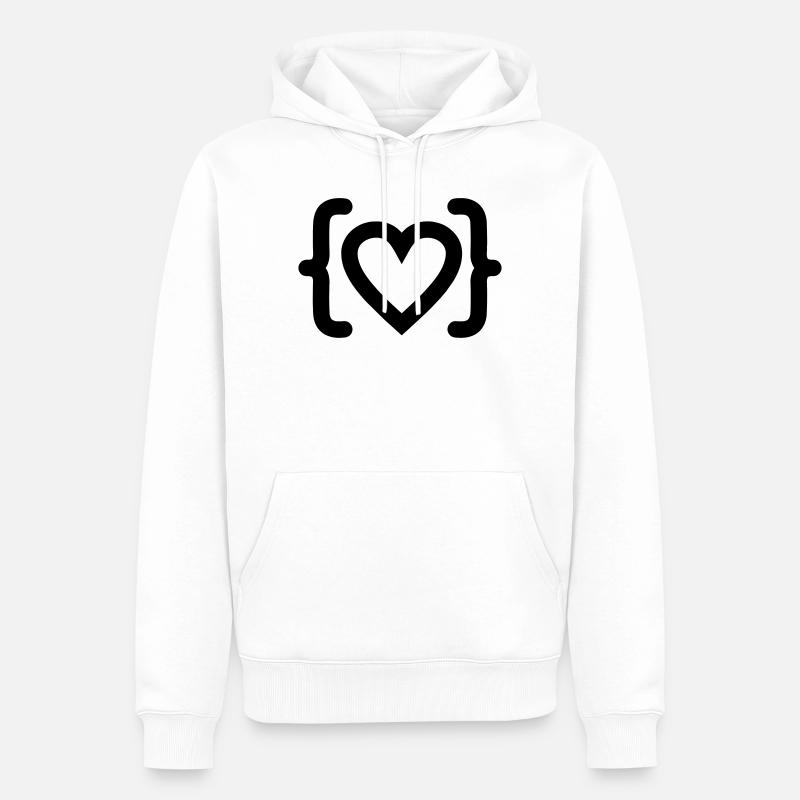 Herz des Programmierer-Code-Logos - Männer Premium Bio Hoodie - Weiß