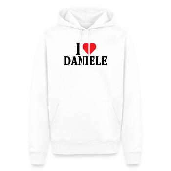 T-shirt J’adore Daniele t-shirt idée cadeau - Sweat à capuche Premium bio Homme - blanc - Devant - Nico (187cm)