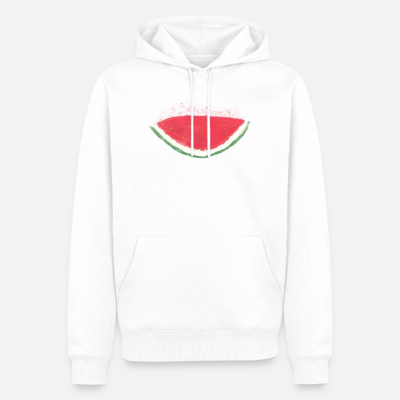 Melon, pastèque, aquarelle - Sweat à capuche Premium bio Homme - blanc