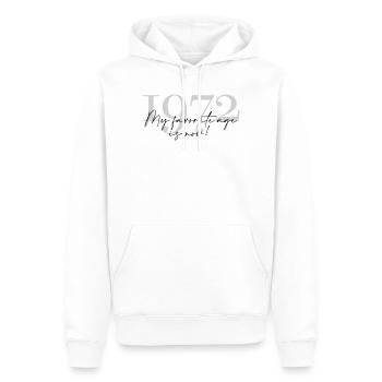 Millésime Année 1972 Script - Sweat à capuche Premium bio Homme - blanc - Devant - Nico (187cm)