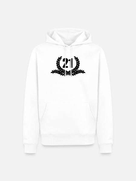 Lauwerkrans 21 ANS - Sweat à capuche Premium bio Homme - blanc