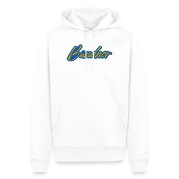 Bündner Schriftzug gelb-blau stilisiert - Männer Premium Bio Hoodie - Weiß - Vorne - Nico (187cm)