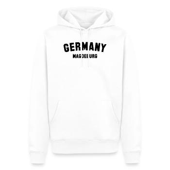 MAGDEBURG - Männer Premium Bio Hoodie - Weiß - Vorne - Nico (187cm)