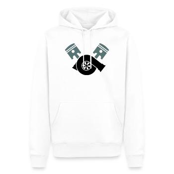 Turbocompresseur à piston moteur - Sweat à capuche Premium bio Homme - blanc - Devant - Nico (187cm)