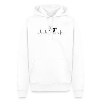 Bogenschiessen Herzschlag Bogenschütze Heartbeat - Männer Premium Bio Hoodie - Weiß - Vorne - Nico (187cm)