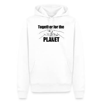 Gemeinsam für unsere Erde - Männer Premium Bio Hoodie - Weiß - Vorne - Nico (187cm)