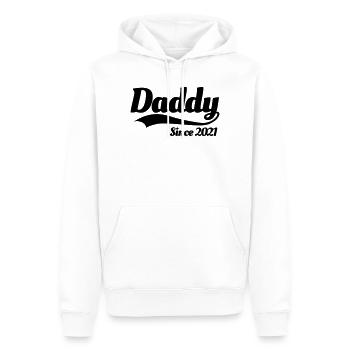 Père grossesse enceinte Papa depuis 2021 - Sweat à capuche Premium bio Homme - blanc - Devant - Nico (187cm)
