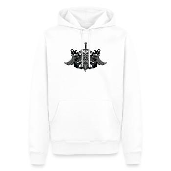 Zwillingsadler-Wappen mit Schwert - Männer Premium Bio Hoodie - Weiß - Vorne - Nico (187cm)