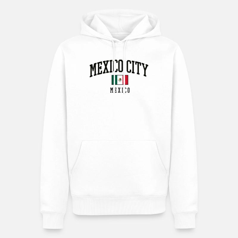 Lettrage de Mexico avec drapeau - Sweat à capuche Premium bio Homme - blanc
