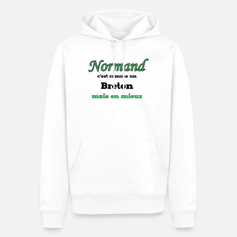 Normand Vert Élégant Script - Sweat à capuche Premium bio Homme - blanc