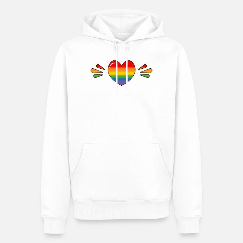 Rainbow Sparkling heart - Männer Premium Bio Hoodie - Weiß