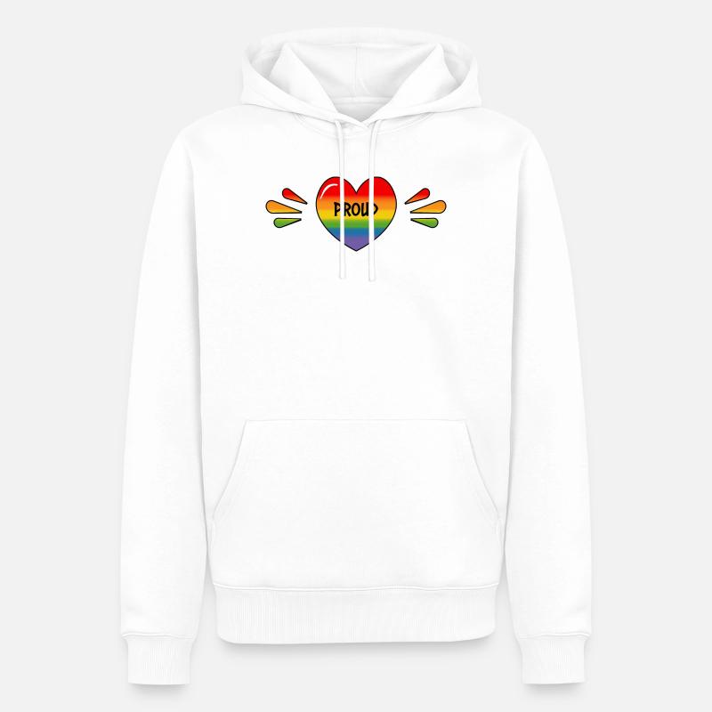 Rainbow LGBT Proud Heart - Sweat à capuche Premium bio Homme - blanc