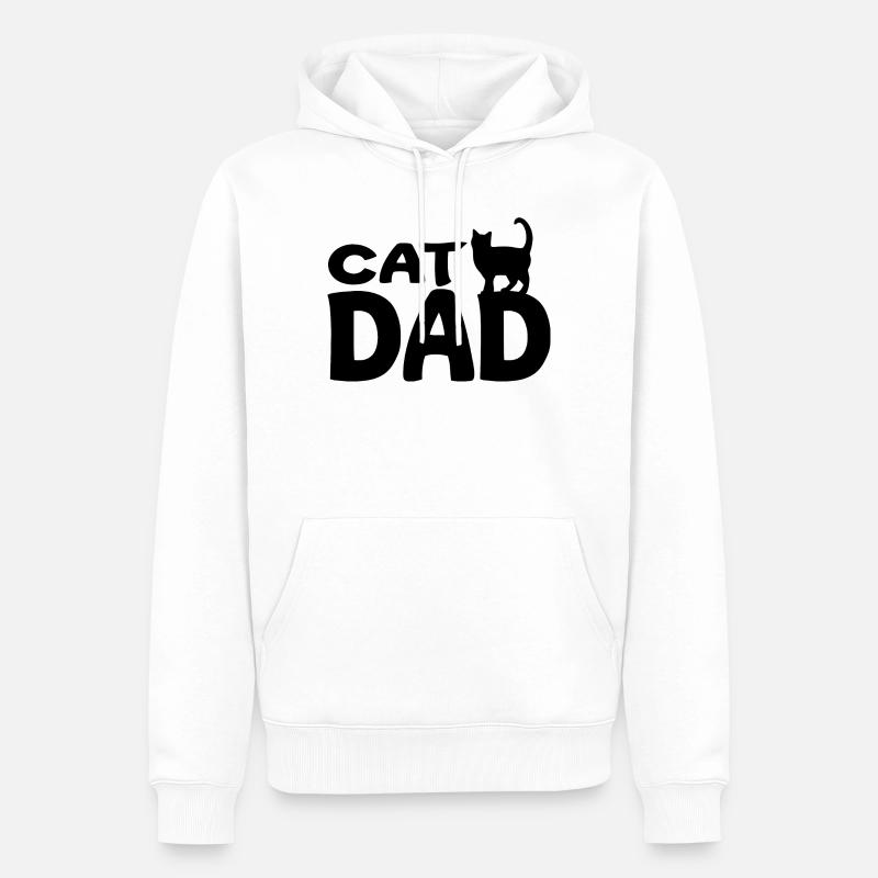 Cat Dad - Sweat à capuche Premium bio Homme - blanc