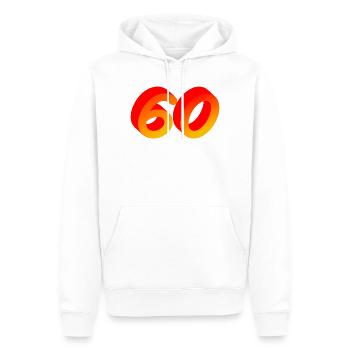 verschenken, 60 orange verlauf - Männer Premium Bio Hoodie - Weiß - Vorne - Nico (187cm)
