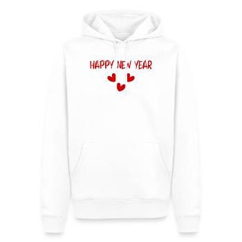 HAPPY NEW YEAR. SAINT SYLVESTER. NEW YEAR. - Men’s Premium Organic Hoodie - white - Front - Nico (187cm)
